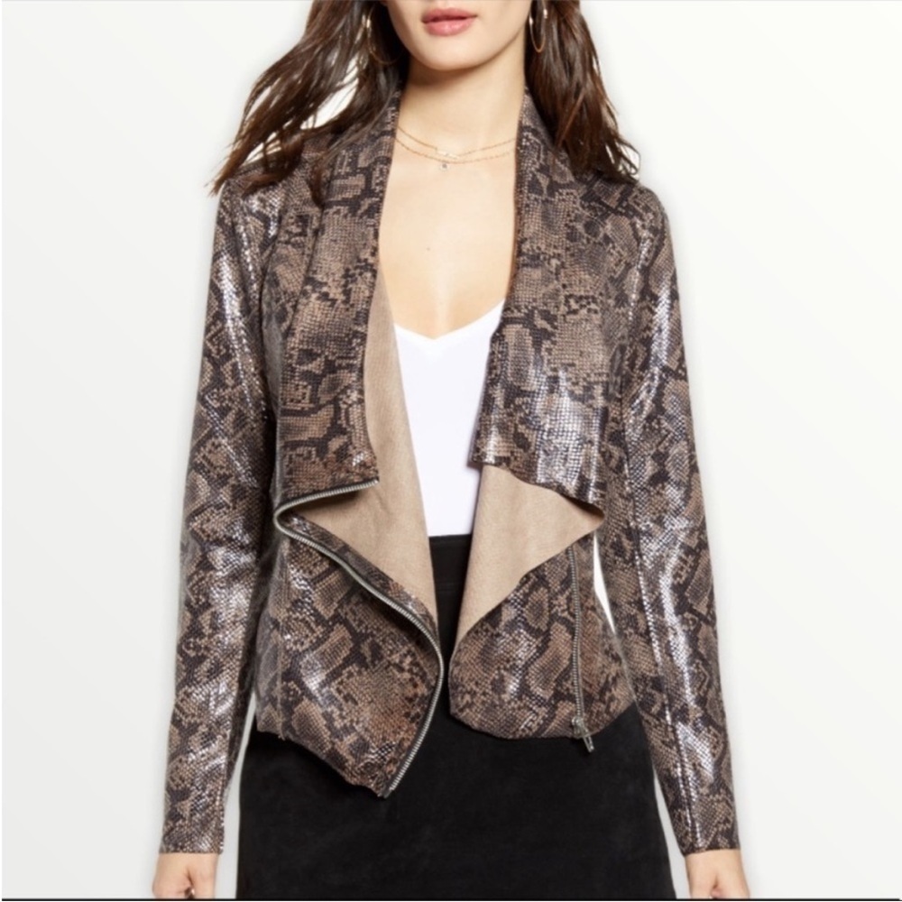 Blank NYC Snake Print Draped Blazer M